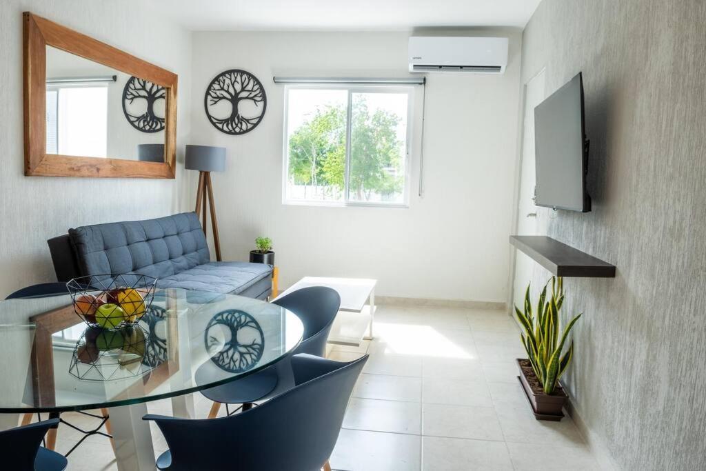 Appartement Depto 2 Rec. Con Vista A La Piscina En C. Privada à Playa del Carmen Extérieur photo